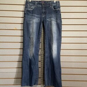Rock & Roll Cowgirl Mid Rise Trousers Sz 31 Western‎ Rodeo Jeans Rhinestones
